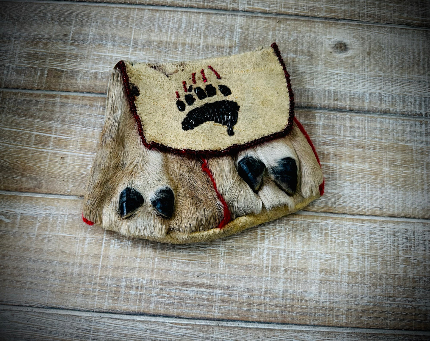 Brain Tan Leather Dew Claw Porcupine Quilled Belt Bag