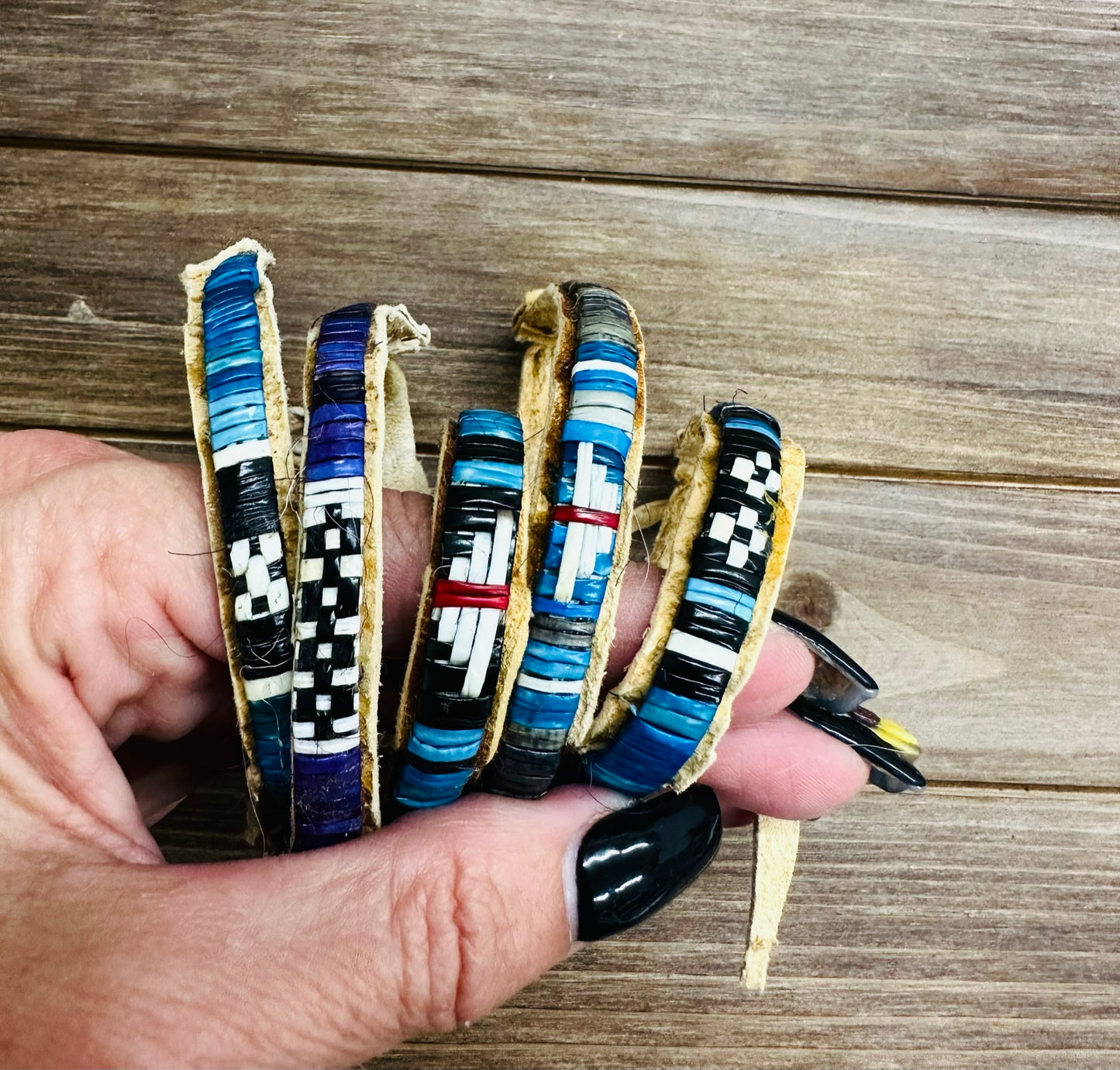 Leather Porcupine Quilled Bracelets