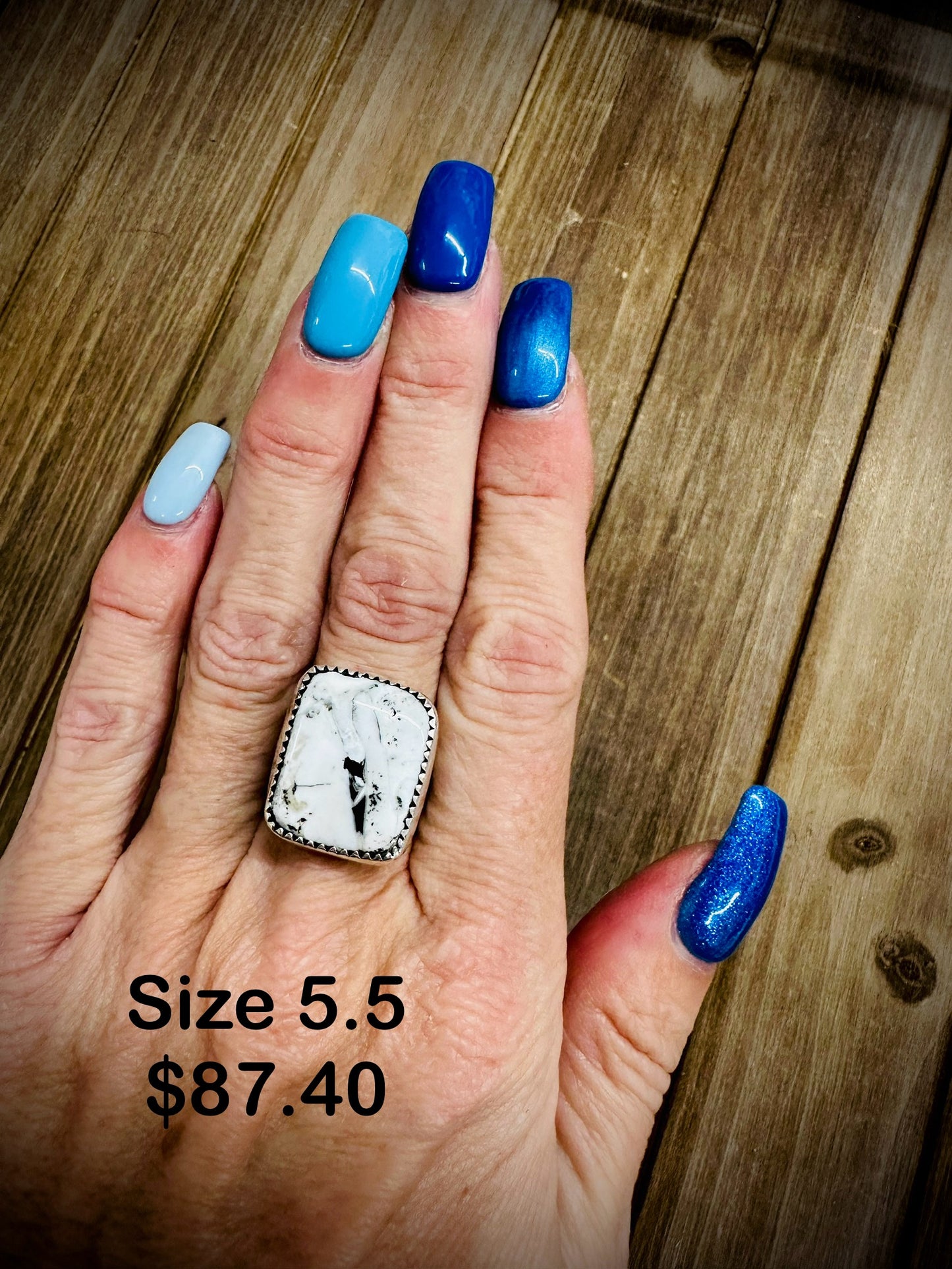 White Buffalo Ring Size 5.5