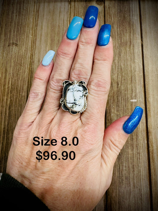 White Buffalo Ring Size 8.0