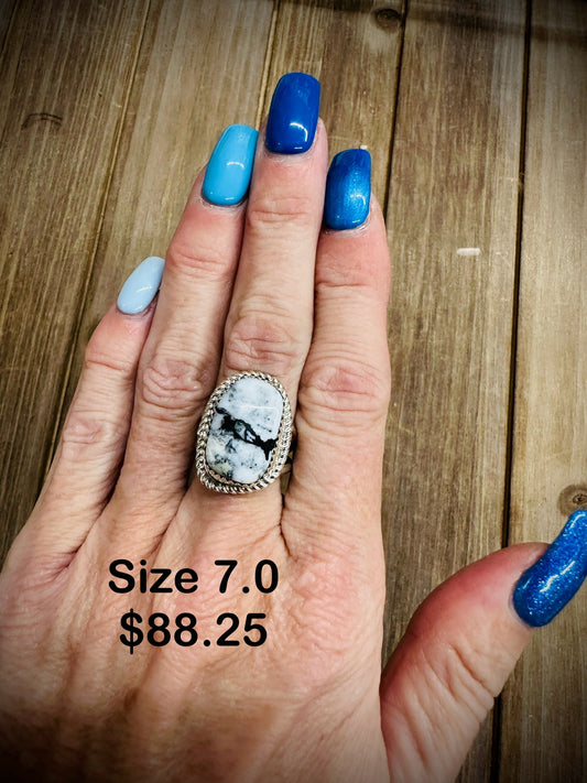 White Buffalo Ring Size 7.0