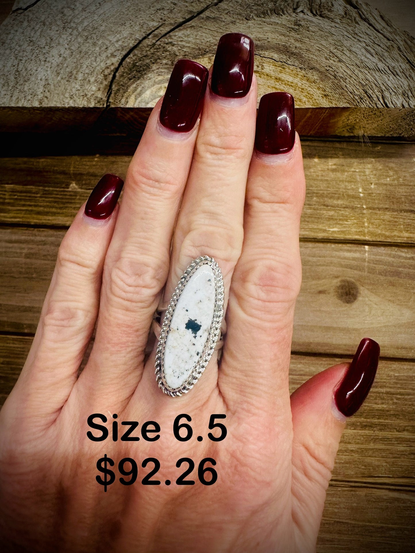 White Buffalo Ring Size 6.5