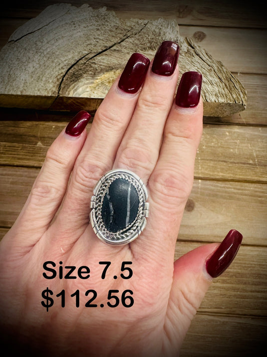 White Buffalo Ring Size 7.5