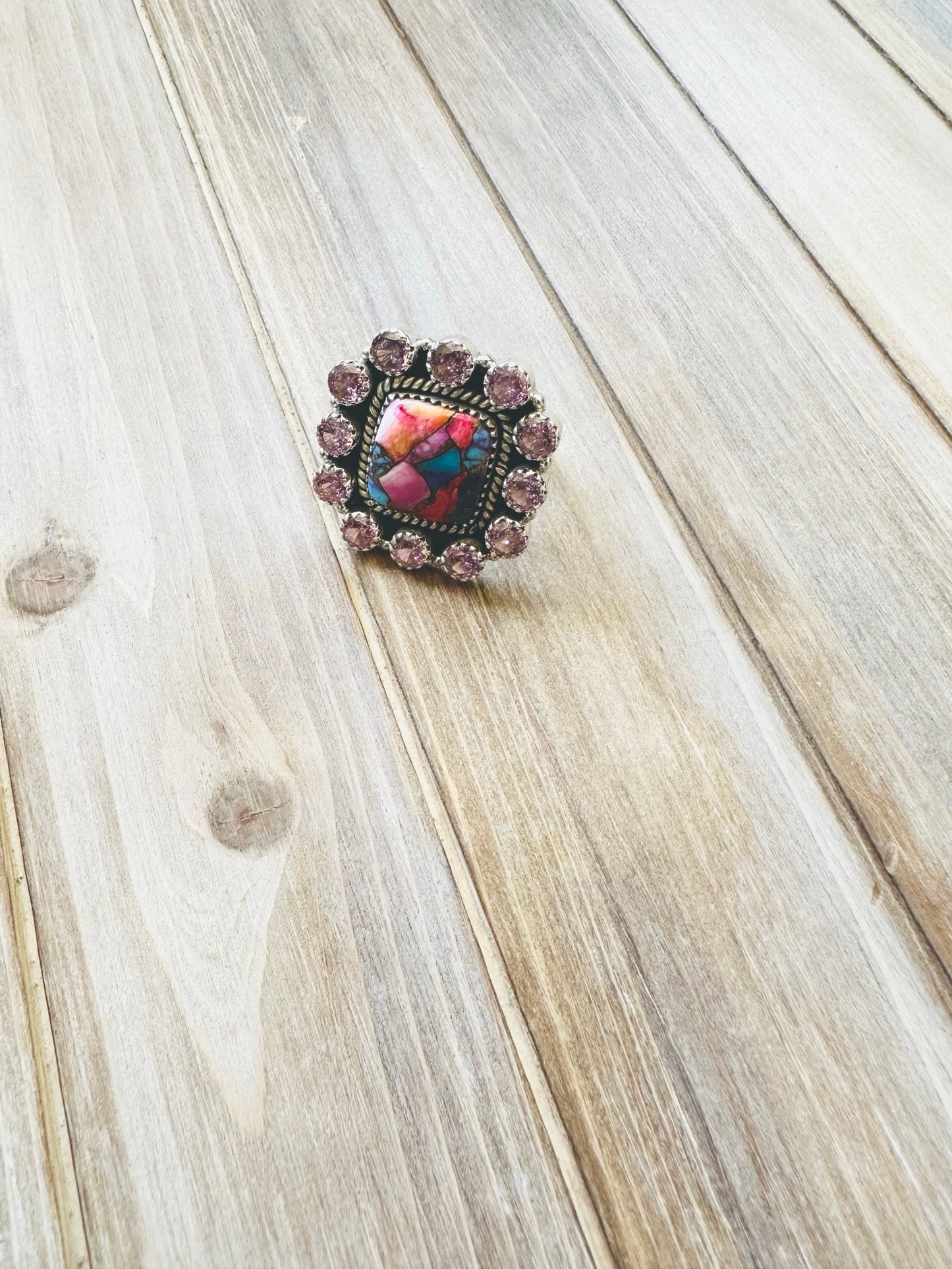 Mojave Turquoise/Kunzite Adjustable Ring
