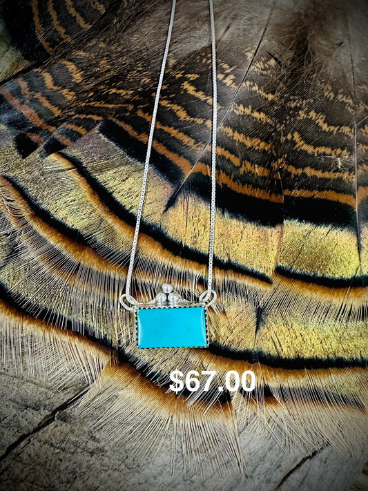 Bar Turquoise Sterling Silver Necklace