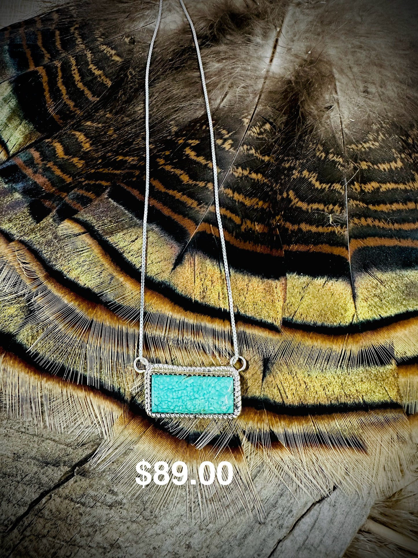 Bar Turquoise Sterling Silver Necklace