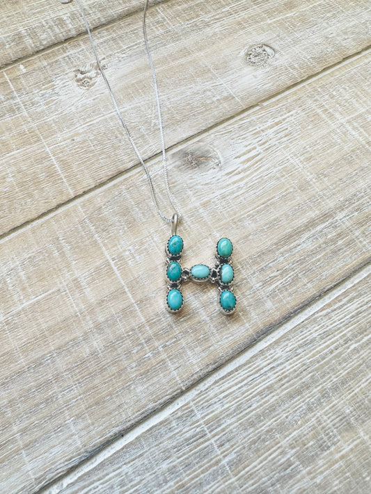 Turquoise H Necklace