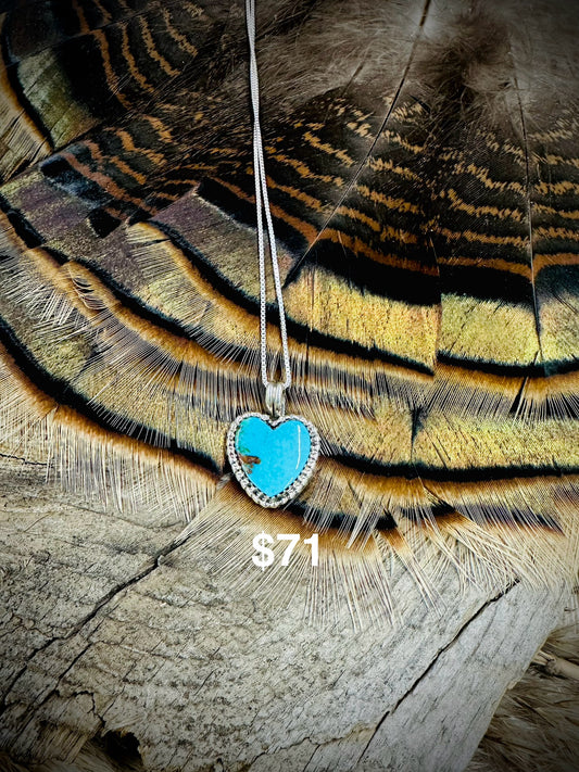 Heart Turquoise Sterling Silver Necklace