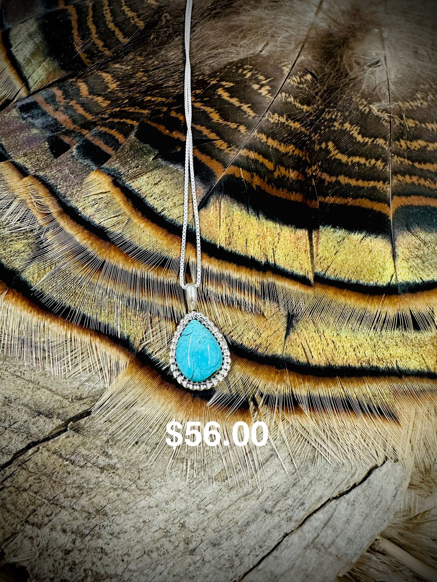 Small Turquoise Teardrop Sterling Silver Necklace