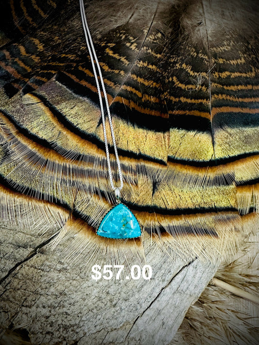 Turquoise Sterling Silver Triangle Necklace