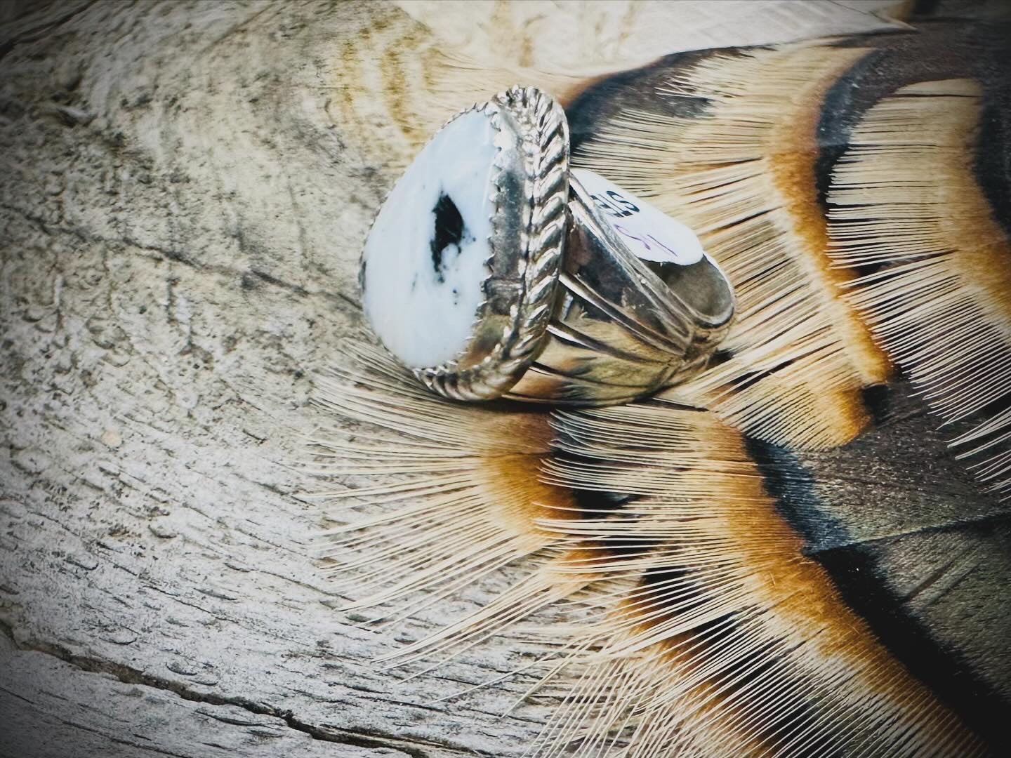 11.5 White Buffalo Sterling Silver Ring