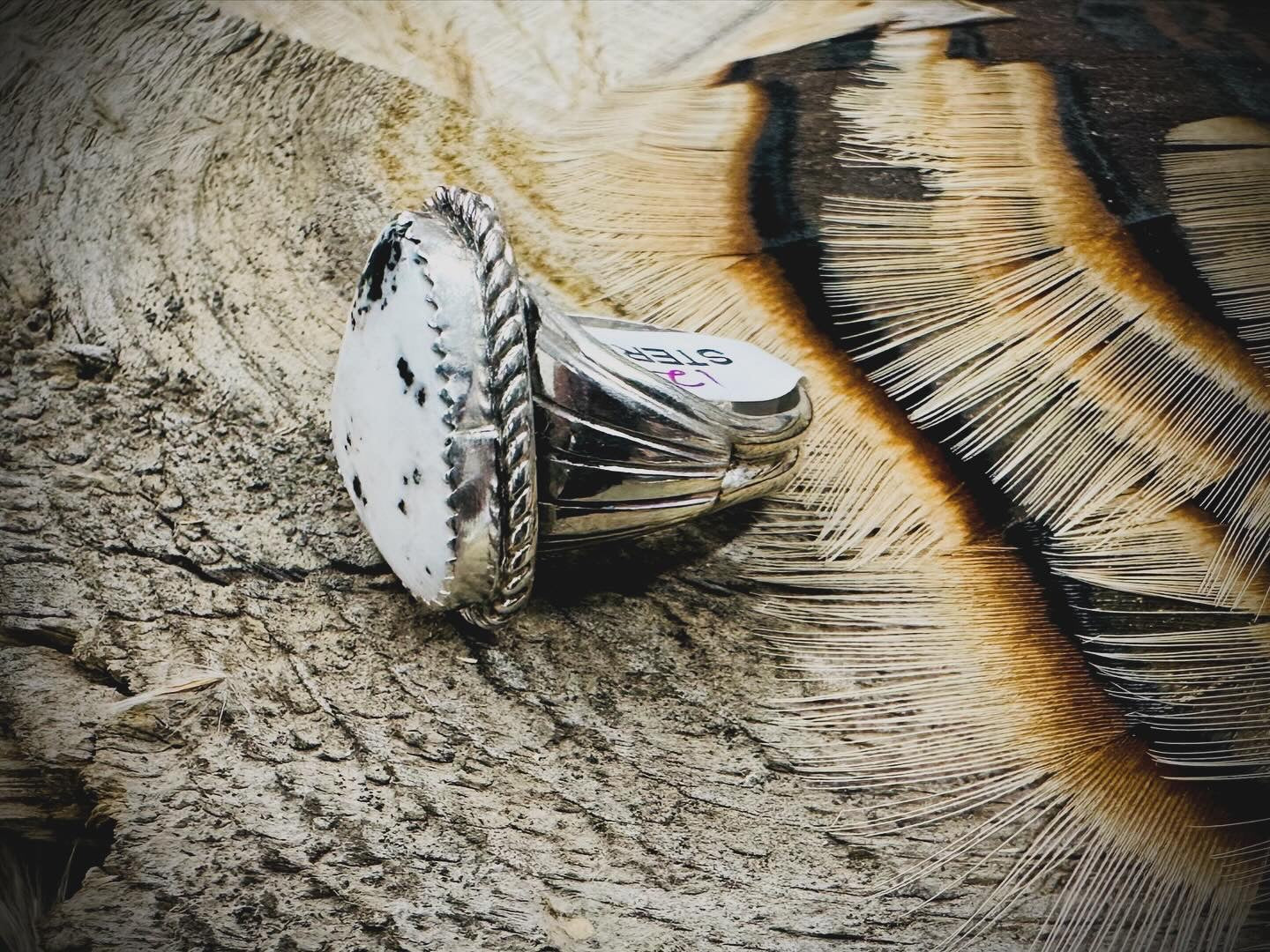 12.5 White Buffalo Sterling Silver Ring