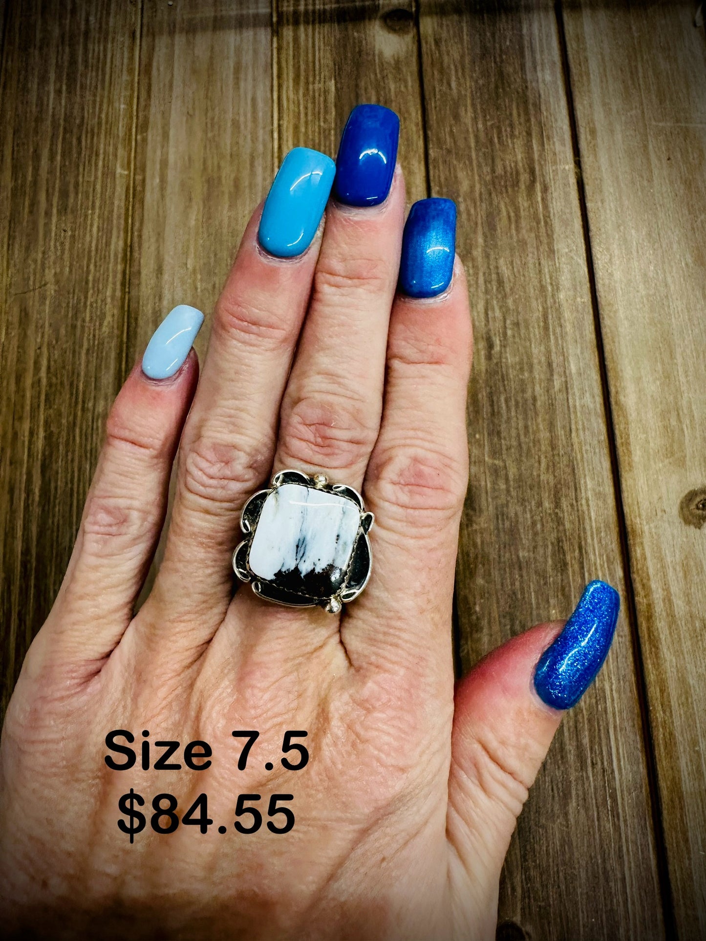 White Buffalo Ring Size 7.5